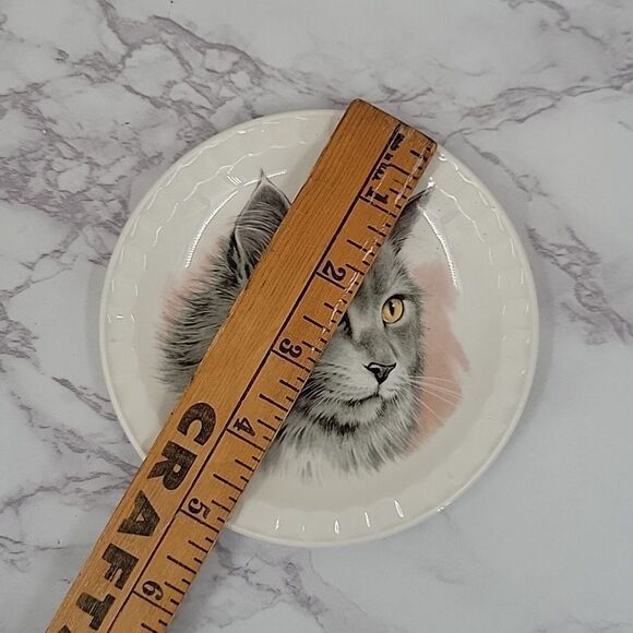 Hoffritz 4-69 Vintage Gray Cat Porcelain Plate Ring Dish Decor - Picture 5 of 5